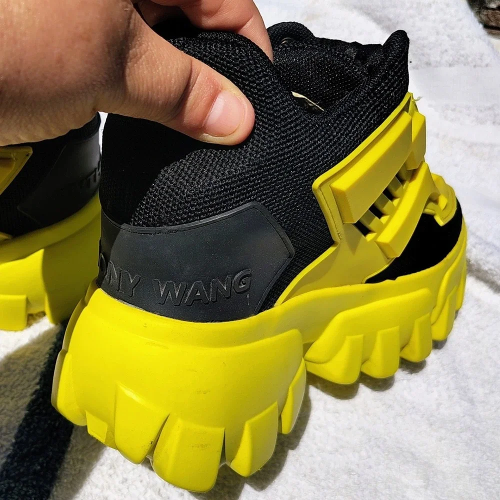 Anthony Wang Damson-07 Platform Sneakers Black Yellow Chunky Rave Cyberpunk Sz 6